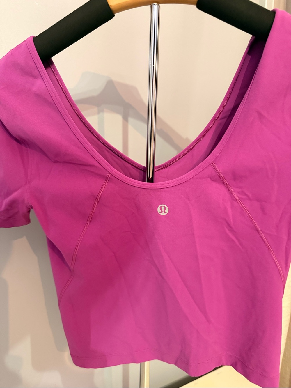 lululemon athletica Cropped Scoop Neck Active Top - Magenta Pink
